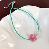 Daiiibabyyy Korean Summer Cute Handmade Pearl Flower Pendant Beaded Neck Clavicle Chain Choker Necklace For Women 2024 Vacation Accessories