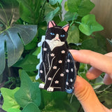 Daiiibabyyy  Cute Floral Black Cat Hair Clips Cartoon Cat Hair Claw Clips Trendy Animal Shaped Hair Accessories