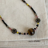 Daiiibabyyy  High Quality Mix Color Natural Stone Tiger Eyes Glass Beads Flower Coin Pendant Necklaces for Women Ladies Strand Chokers