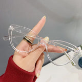 DAIIIBABYYY  -  Cat Eye Reading Glasses Women Eyeglasses For Nearsightedness Anti Blue Light Myopia Unique Triangle Cat Eye Glasses Frame -0-4.0