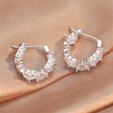 DAIIIBABYYY  -  Exquisite Clear Heart-shaped Cubic Zirconia Hoop Earrings New Trending Sliver Color Plated Wedding Party Ear Accessories