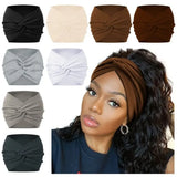 Daiiibabyyy Simple Soild Color Twisted Extra Large Thick Wide Headbands Elastic Turban Workout Sports Hair Band Headwear Wholesale