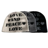 Daiiibabyyy  Niche Printing Letter Pullover Knitted Hat Autumn and Winter Men and Women Trend Street Versatile Personality Skull Beanie Caps