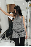DAIIIBABYYY  -  Striped Halter Tops Streetwear Sleeveless Tshirts Backless Tank Tops Women Clothes Korean Fashion Summer Tops Camisole