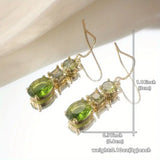 Daiiibabyyy  Elegant Green Synthetic Zirconia Retro Geometric Pendant Dangle Earrings for Women Copper Statement Earring Party Jewelry Gifts