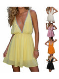 Daiiibabyyy  Elegant Halter Neck Sequin Mini Dress with Open Back and Sparkling Straps for Cocktail Party Night Out or Wedding