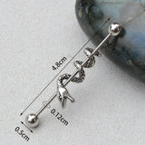 DAIIIBABYYY  -  1PC Industrial Piercing Barbells Jewelry Stainless Steel CZ Heart Ball Pearl Cartilage Helix Earring Body Piercing for Women Men