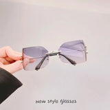 Daiiibabyyy  European American Style Sunglasses Female Fashion Stylish Big Size Rimless Women Sun Glasses UV Protection Outdoor Sunglass
