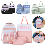 Daiiibabyyy  4Pcs/Set Large Capacity 4 in 1 Backpack Multifunction Casual Book Bag School Rucksack Breathable College Backpack Students