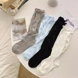 DAIIIBABYYY  -  2pairs Lolita Bow Black White Socks JK Japanese Style Bandage Bowknot Kawaii Sock Women Sweet Girls Cute Cotton Long Socks Sox