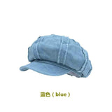 DAIIIBABYYY  -  American Retro Rough Edge Octagonal Hats for Women Spring and Autumn Travel Casual Versatile Literary Cloud Berets Cap