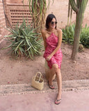 Daiiibabyyy  Sexy Floral Print Slim Halter Dress Women Chic Sleeveless Off-shoulder Backless Bodycon Dresses New Vacation Street Gowns