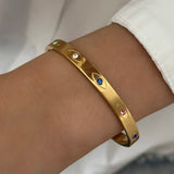 Daiiibabyyy  Classic Devil's Eye Stainless Steel Gold Plated Bracelets for Women Men Wave Twisted Stacking Bangles Wedding Party Jewelry