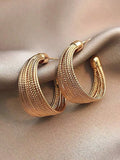 Daiiibabyyy  Vintage Metal Multi-layer Coil C-shaped Earrings Women Exaggerated Fashion Jewelry Daily Temperament Accessories