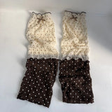 Daiiibabyyy  Spring New Sweet Polka Dot Girls Leg Cover Lace Cute Sun Protection Calf Cover with Fungus Edge Outdoor Skirt Sleeve Cover