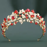 Daiiibabyyy  Baroque Queen Crystal Leaf Flowers Crowns For Bridal Women Girls Wedding Tiaras Diadem Princess Party Hair Dress Jewelry