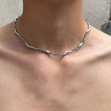 DAIIIBABYYY  -  New Irregular Wave Shape Chain Men Necklace Advanced Sense Stainless Steel Figaro Cuban Chain Necklace For Men Women Jewelry ﻿