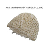 Daiiibabyyy  Casual Sweet Crochet Hollow Knitted Hat Beads Tassels Bohemian Style Knit Beanies Korean Handmade Weave Cap Outdoor