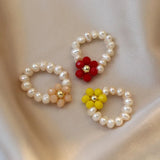 Daiiibabyyy  High Quality Sweet Flower Design Natural Freshwater Pearl Female Party Ring Jewelry For Women Cheap Gifts