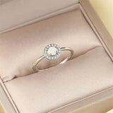 Daiiibabyyy  Blue Opal Stone  Rings For Women Female Luxury Dainty Full Zircon Silver Color Round Midi Finger Ring New Fashion Jewelry Gifts
