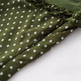 Daiiibabyyy  Vintage French Style ArmyGreen Polka Dot Print Wood ears O neck Sling Dress Women a-lined Short Dresses Femme Vestidos Robe