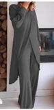 DAIIIBABYYY  -  Women's Long Sleeved Set Wide Leg Pants Set Irregular Fashion Casual Cross Size Two-piece Set