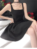 DAIIIBABYYY  -  Y2K Sweet Black Mini Dress Elegant Square Collar Spaghetti Strap A-Line Birthday Party Short Dresses Female One Piece Vestidos
