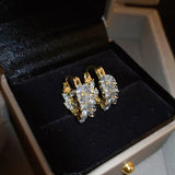 Daiiibabyyy  Rhinestone U-shaped Wheat-ear Geometric Ear Buckle Temperament All-matching Hoop Earrings Commuter Charms Jewelry