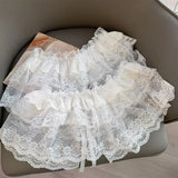 Daiiibabyyy  Women Y2K Korean Lace Mini Layered Skirt Sweet Lolita Short Skirts High Waist Y2k Streetwear Ruffle Skirt Versatile Accessories