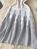 DAIIIBABYYY  -  Hit Color Stripe Knitting Tunic Dresses For Women Round Neck Sleeveless High Waist Temperament Dress Female Fshion Style