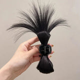 DAIIIBABYYY  -  Korean Fashion Women Hair Claw Lazy Feather Ponytail Claw Meatball Head Crab Clip Fake Hair Clamp High Ponytail Hair Accessories