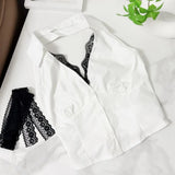 DAIIIBABYYY  -  Hot Girl Suit Women's Summer Turn-down Collar Slim Fit Lace Sleeveless Shirt High Waist Mini Skirt Two-piece Set Female Clothes