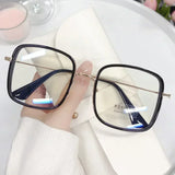 DAIIIBABYYY  -  Large Square Frame Woman Glasses Ins Girl Fashion Transparent Reading Glass High-definition Anti-blue Light Computer Eyeglass
