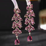 DAIIIBABYYY  -  Luxury AAA Marquise Cut Cubic Zircon Big Long Dangle Earring For Women Fashion Leaf Bridal Wedding Jewelry Accessory