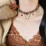 Daiiibabyyy  Gothic Punk Rose Necklace Choker Fashion Exaggerated Niche Personality y2k Jewelry for Women Lady Party Cosplay Accessories