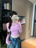 DAIIIBABYYY  -  Pure Sexy Floral Long-sleeved T-shirt Women's Spring Summer Gauze Patchwork Slim Fit Crop Top Fashion Female Clothes