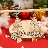 Daiiibabyyy  Gold and Silver Color Christmas Tree Earrings Metal Pendant Hoop Drop Earring For Women Ear Hook Fashion Party Accessories Gifts