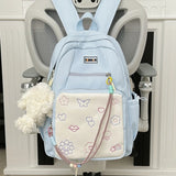 Daiiibabyyy  Women Students Sweet Patchwork Contrast Color Backpack Preppy Y2k Aesthetic Cute Schoolbags High-capacity Kawaii Chic Backpacks