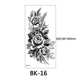 DAIIIBABYYY  -  Black Flower Women Sexy Tattoo Sticker Women Dot Rose Peony Body Chest Art Temporary Tattoos Water Transfer Fake Tattoo Stickers