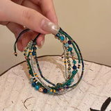 Daiiibabyyy  Vintage Semi Precious Stone Summer Women Elasticity Bracelet Fashion Trendy Jewelry Party Gifts Delicate Temperament RG365