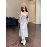 Daiiibabyyy  Summer Pure Desire Floral Print Slimming Long Dr High Waist A-Line Silhouette Korean Sle Commute Casual Vacay Fairy Skirt