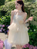 DAIIIBABYYY  -  Sweet Fairy Mini Dress Elegant Strapless Off Shoulder Princess Ruffles Birthday Party Dresses Summer Ball Gown Short Vestidos
