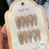 Daiiibabyyy 10Pcs Handmade Press On Nails Long Jelly Pink False Nails With Diamonds Bow Knot Designs Full Cover Wearable Artificia Nail Tips