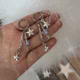 Daiiibabyyy  Y2K Irregular Pentagonal Star Earrings Beaded Tassel Design Adjustable Earrings Sweet Trend Earrings Buckle Women Party Jewelry