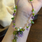 Daiiibabyyy  Summer Colored Beaded Grape Pendant Necklace for Women Hand Woven Aesthetic Jewelry