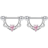 DAIIIBABYYY  -  1 Pair Stainless Steel Love Heart Shape Nipple Piercing Cubic Zirconia Butterfly Crown Barbell Tongue Piercing Body Jewelry