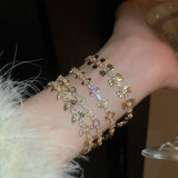 Daiiibabyyy  New Super Sparkling Water Bracelet Women Butterfly Knot Flower Chain Buckle Mouth Fashionable Style Bracelet European