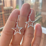 Daiiibabyyy  Retro Classic Black Enamel Star Drop Dangle Earrings for Women Cute Five-pointed Star Stainless Steel Hoop Earrings Jewelry Gift