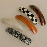DAIIIBABYYY  -  Korean Spring Summer Chic Hair Clip Spring Clip for Girl French Style Glossy Elliptical Arc Retro Trendy Large Hairpin Headwear