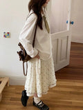 Daiiibabyyy  Vintage Summer Polka Dot  High Waist Mid-length A-LINE Folds All Match Mujer Faldas